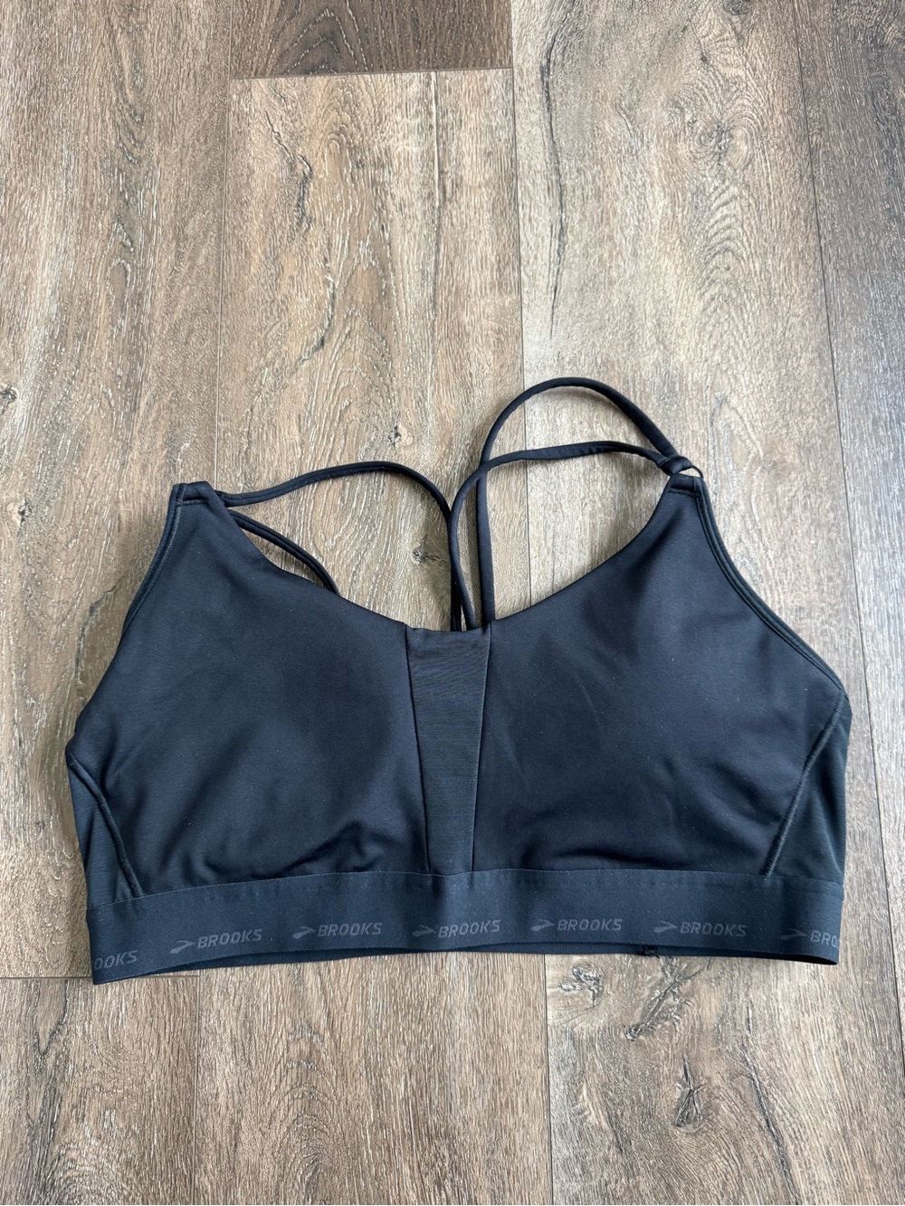 Brooks Black Strappy Sports Bra, women’s size XXL